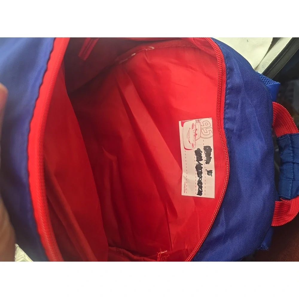 Disney Pixar Cars LIGHTNING MCQUEEN Backpack & Lunch Box Blue Red Softside 12x15